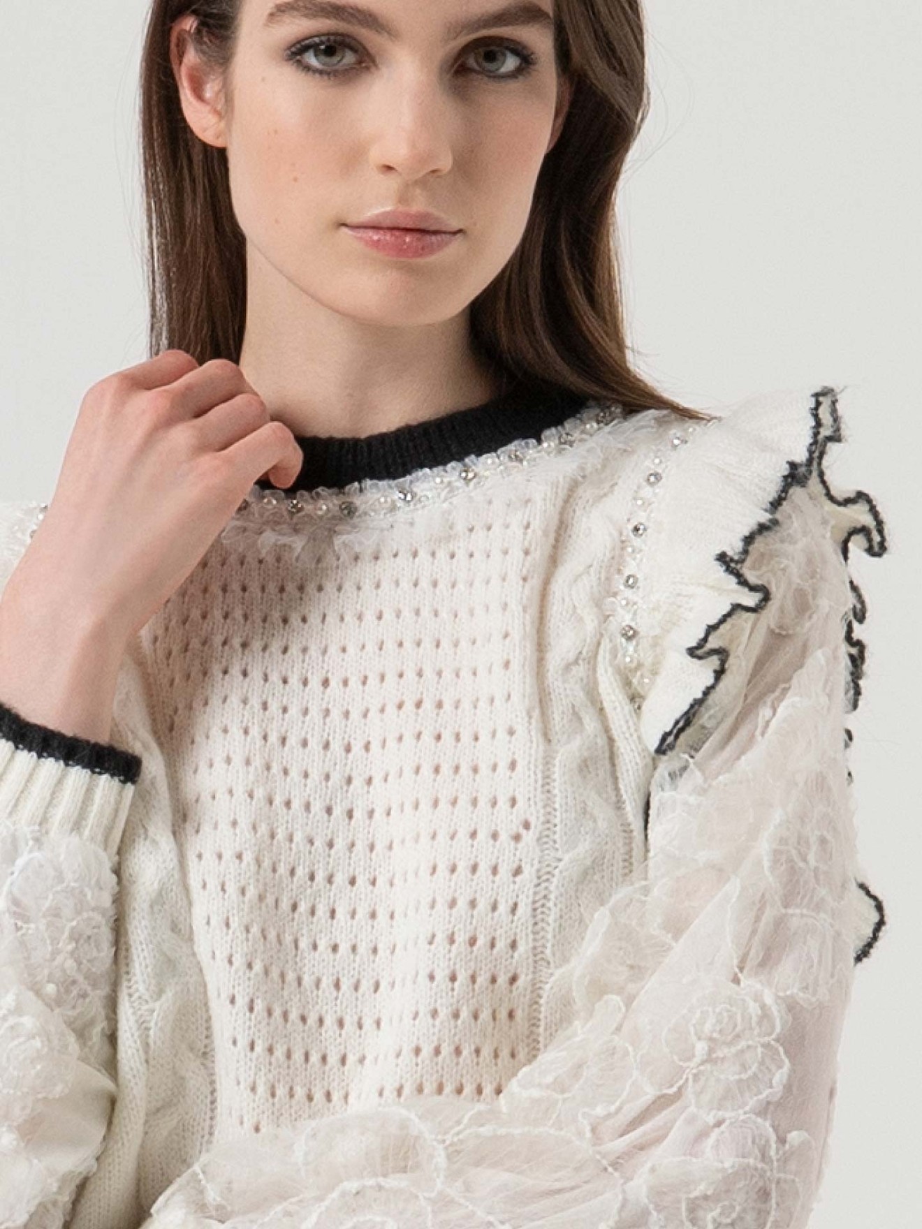 Camisola de malha combinada