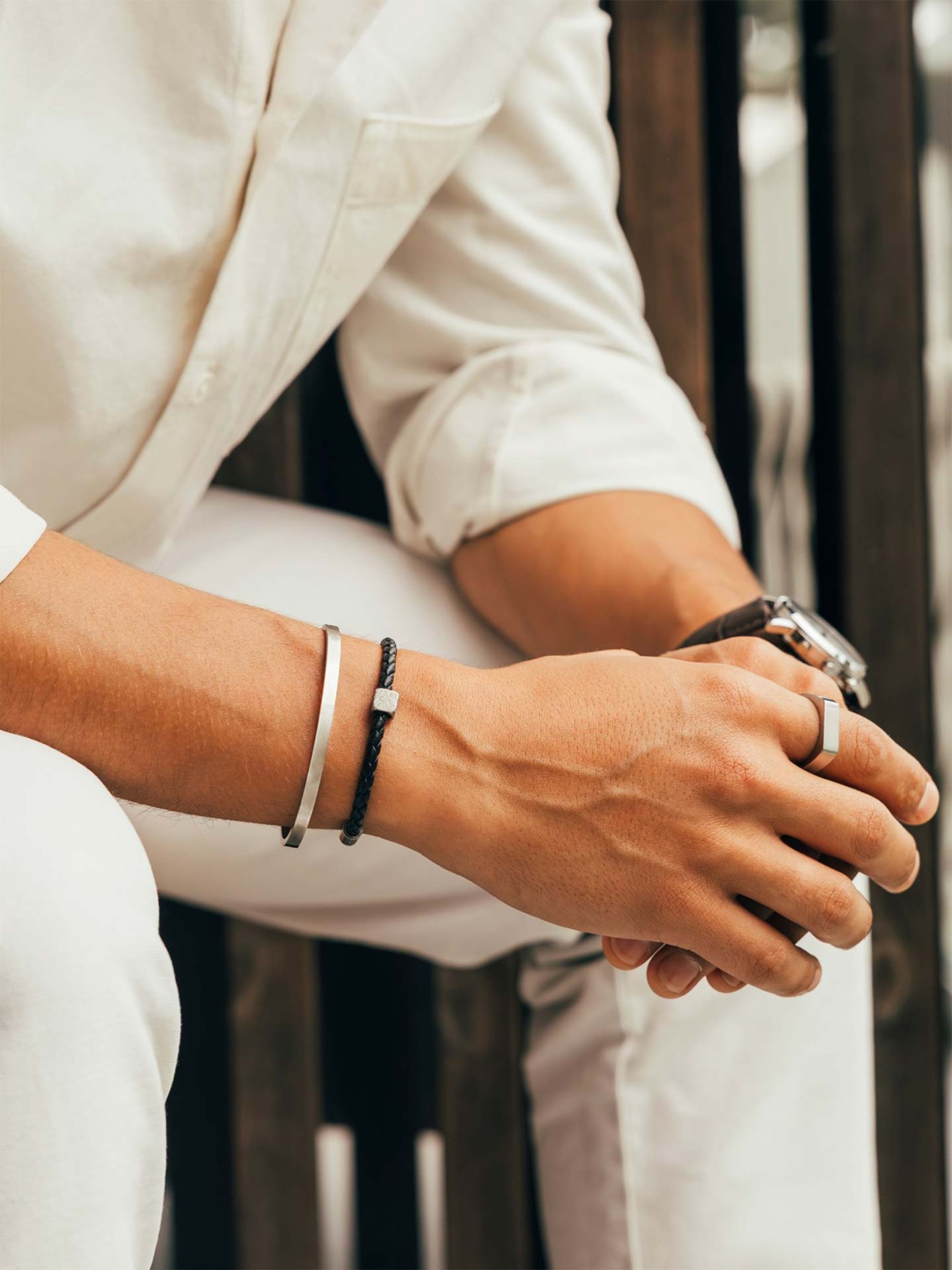 Note One Men Silver Textured