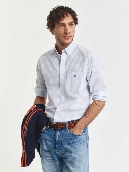 Camisa Regular Fit Striped Poplin