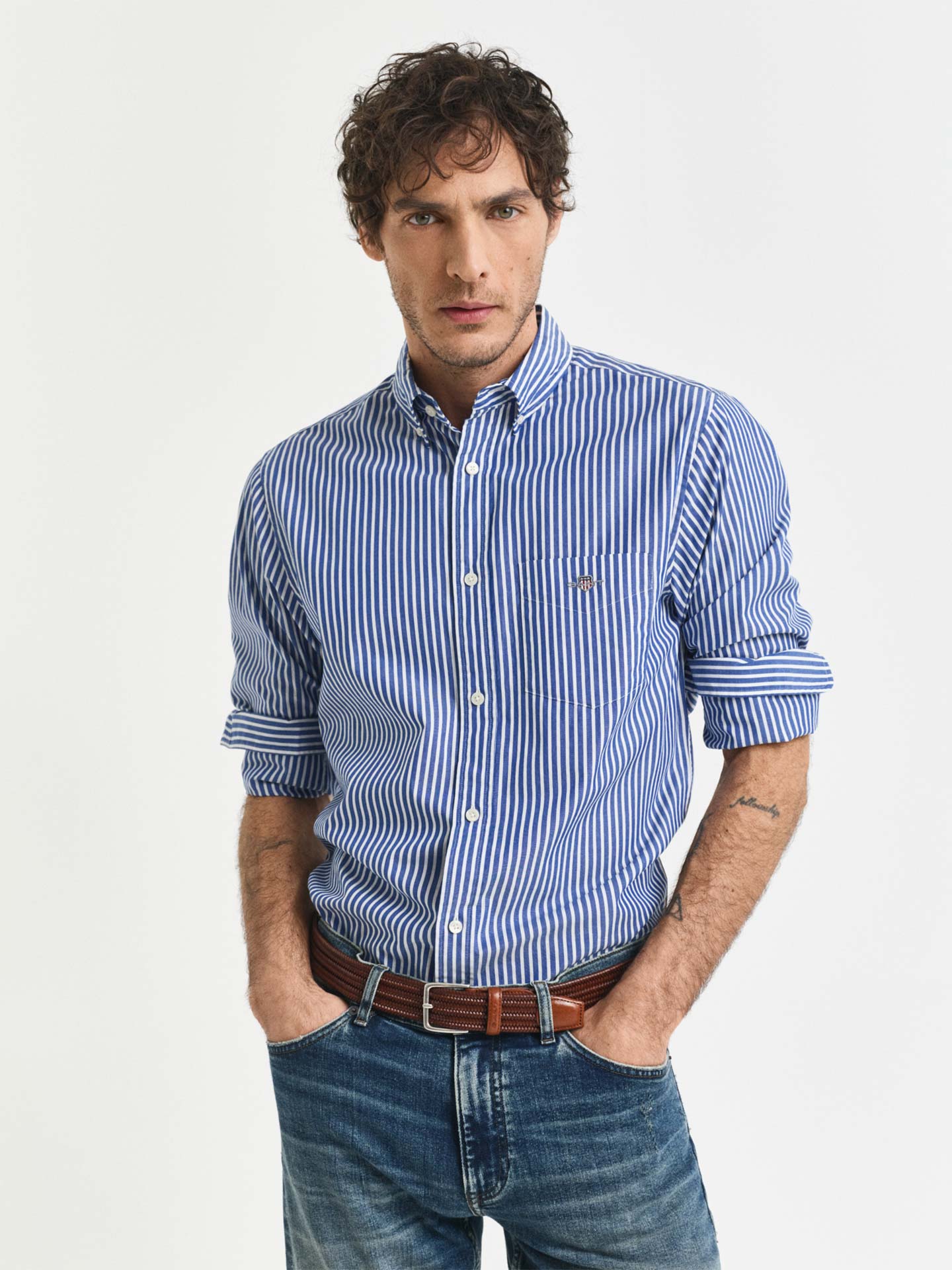 Camisa Regular Fit Striped Poplin