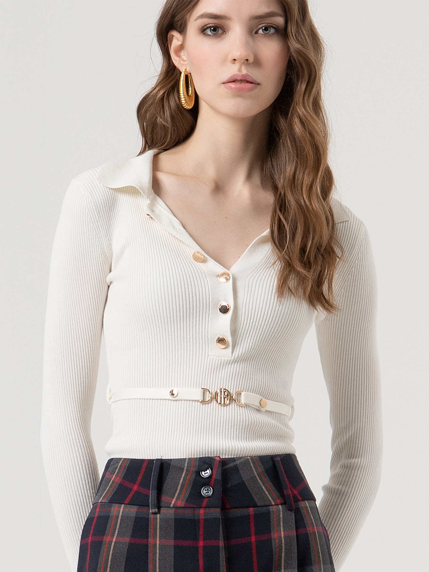 Body de Malha Canelada com Botões