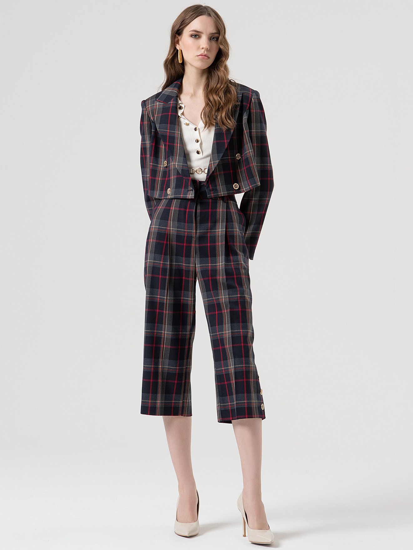 Blazer Cropped Padr�o Tartan