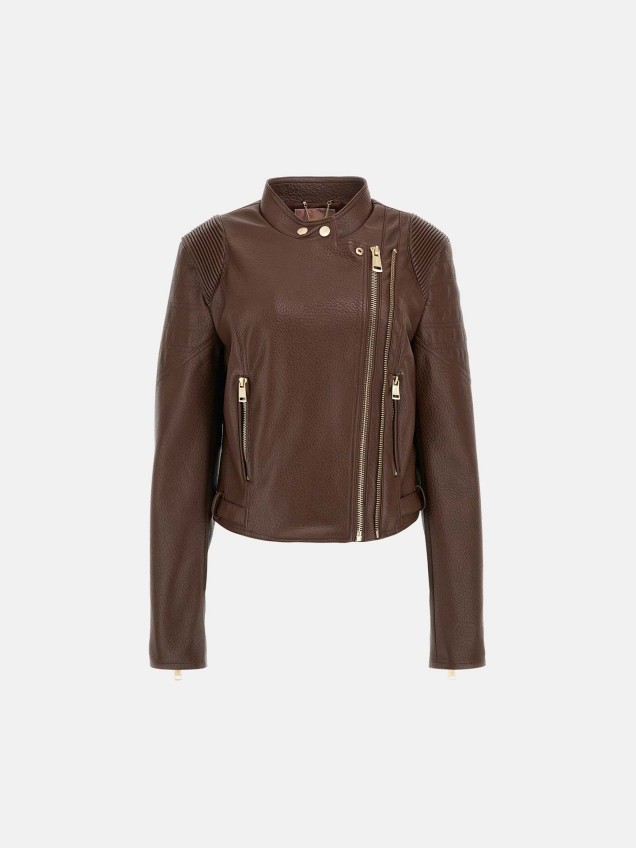 Casaco Biker Efeito Pele