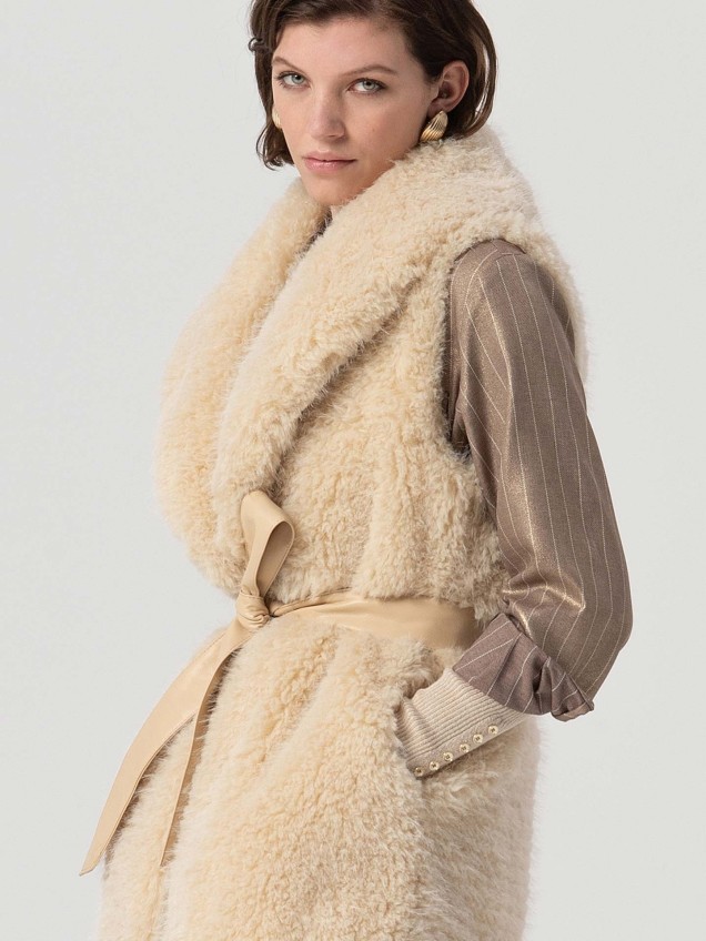 Colete Comprido de Pelo Sintético