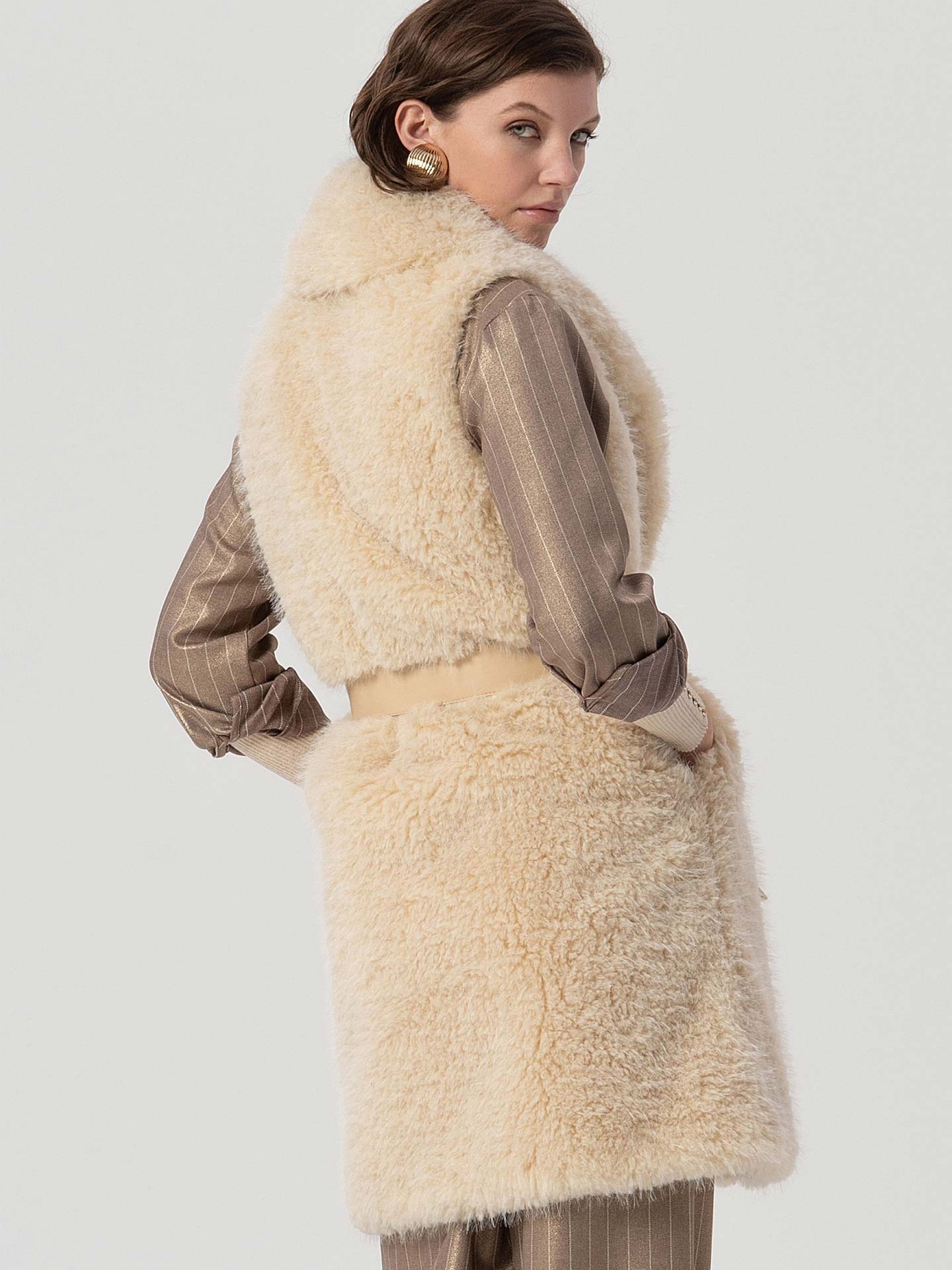 Colete Comprido de Pelo Sintético