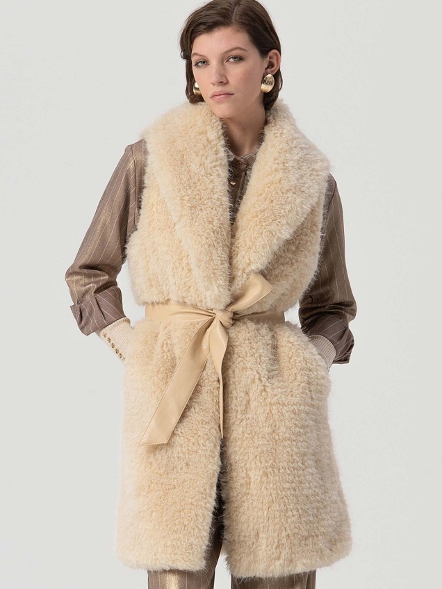 Colete Comprido de Pelo Sintético