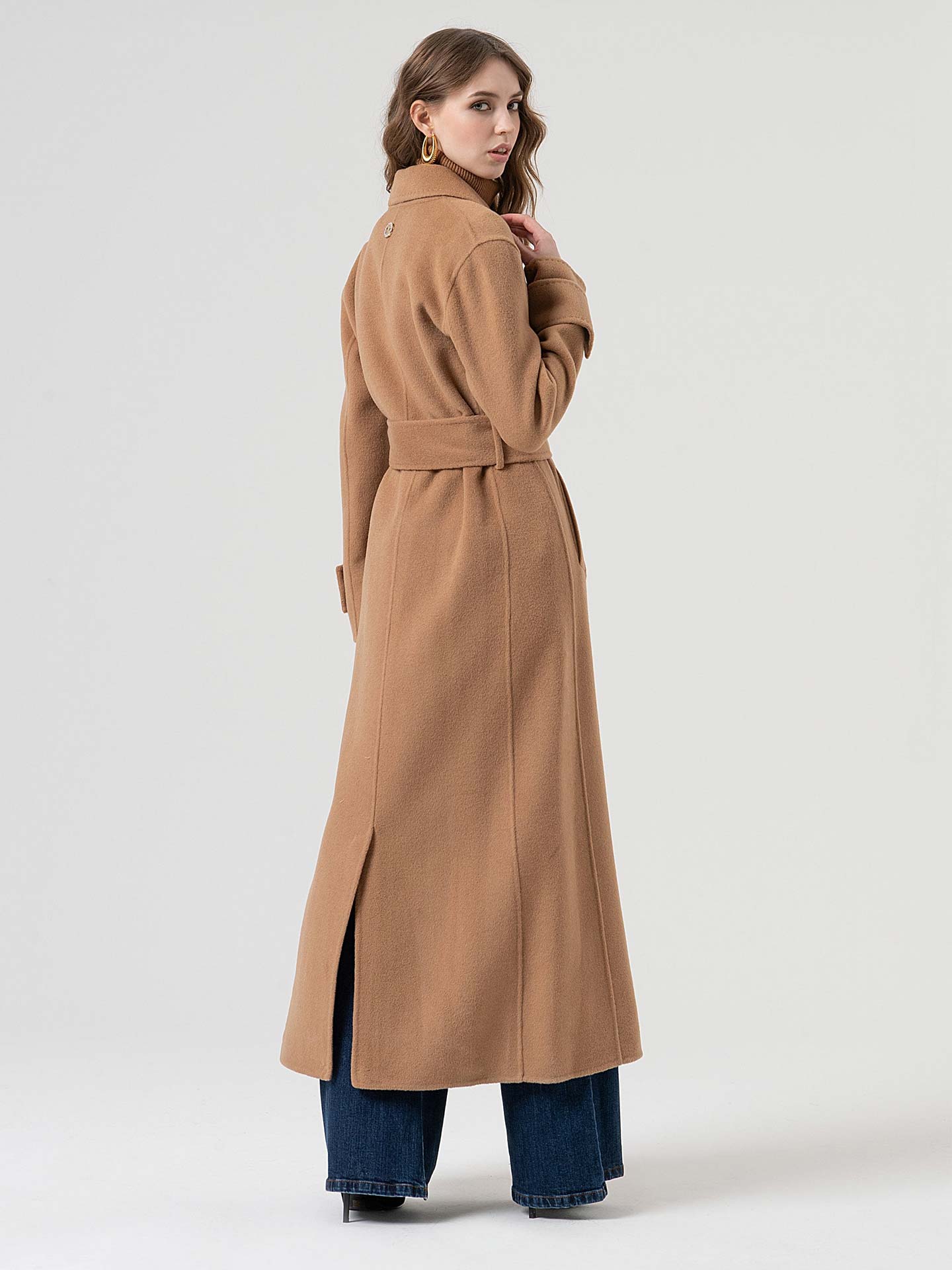 Casaco Comprido de Lã com Cinto