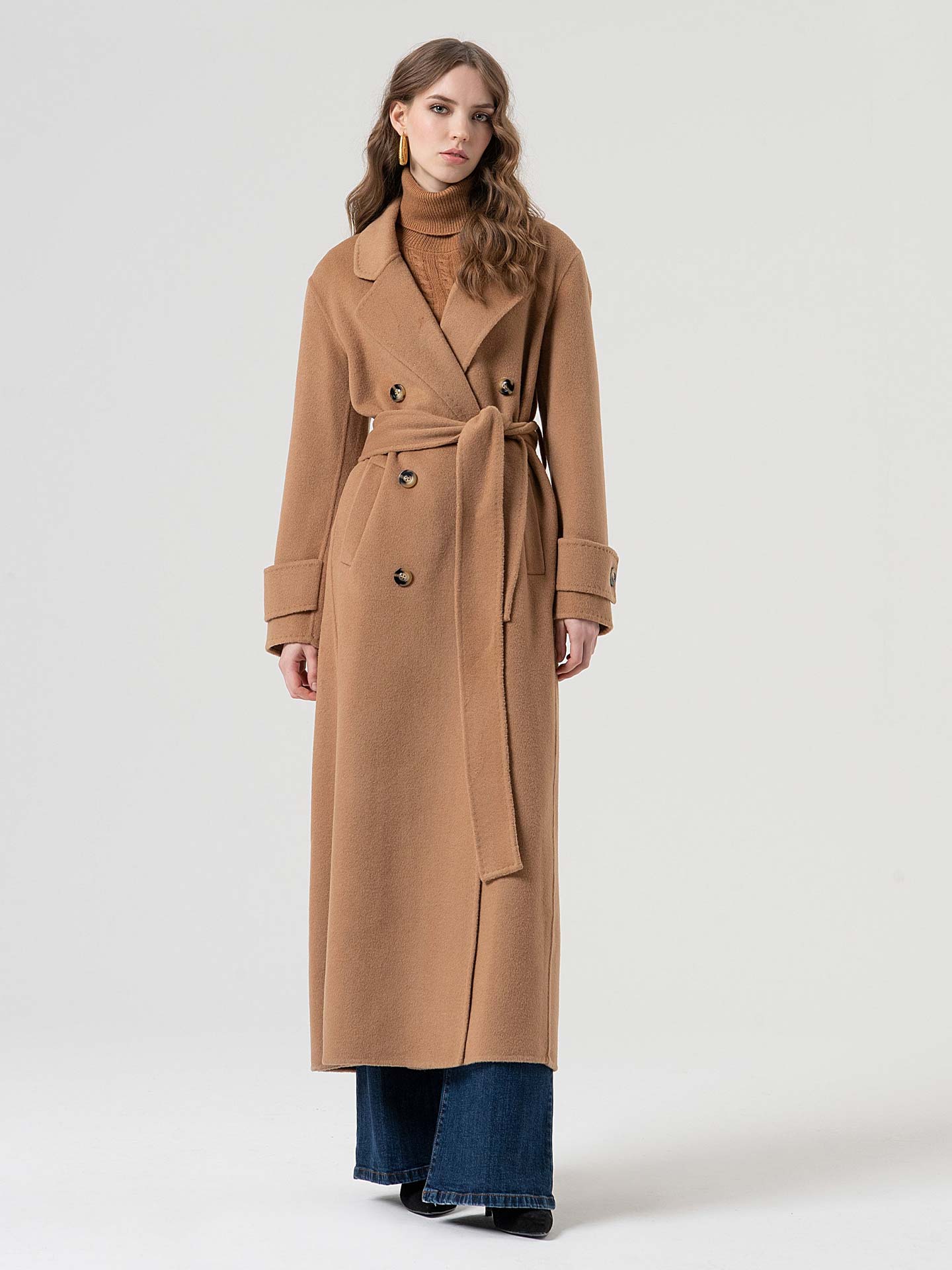 Casaco Comprido de Lã com Cinto