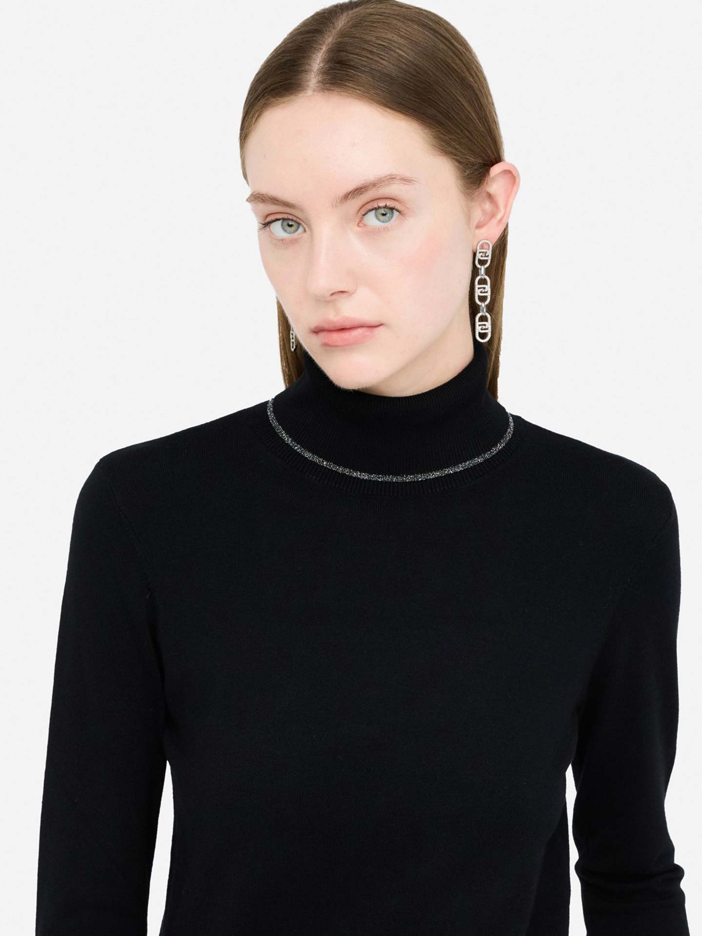 Camisola de Gola Alta com Detalhes em Lurex