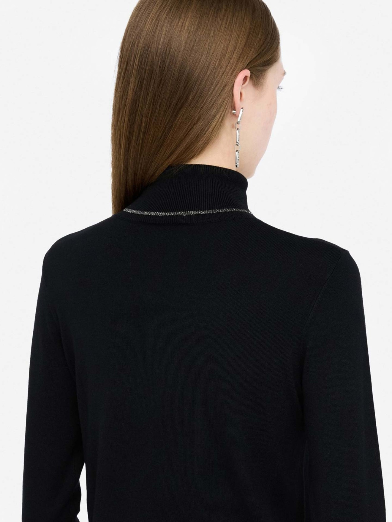 Camisola de Gola Alta com Detalhes em Lurex