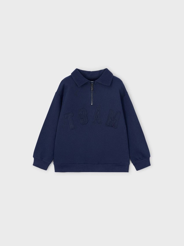 Sweatshirt com Gola de Polo