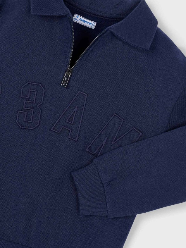 Sweatshirt com Gola de Polo