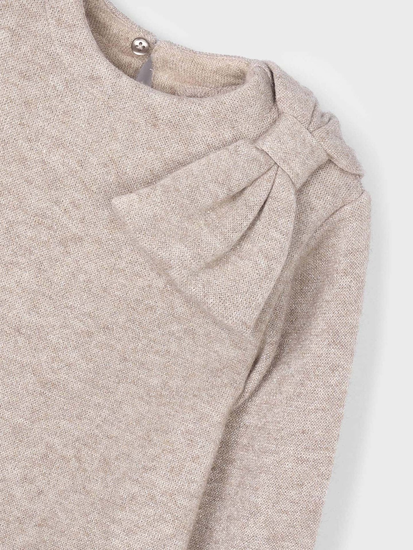 Vestido de Tricot com Folhos e Laço