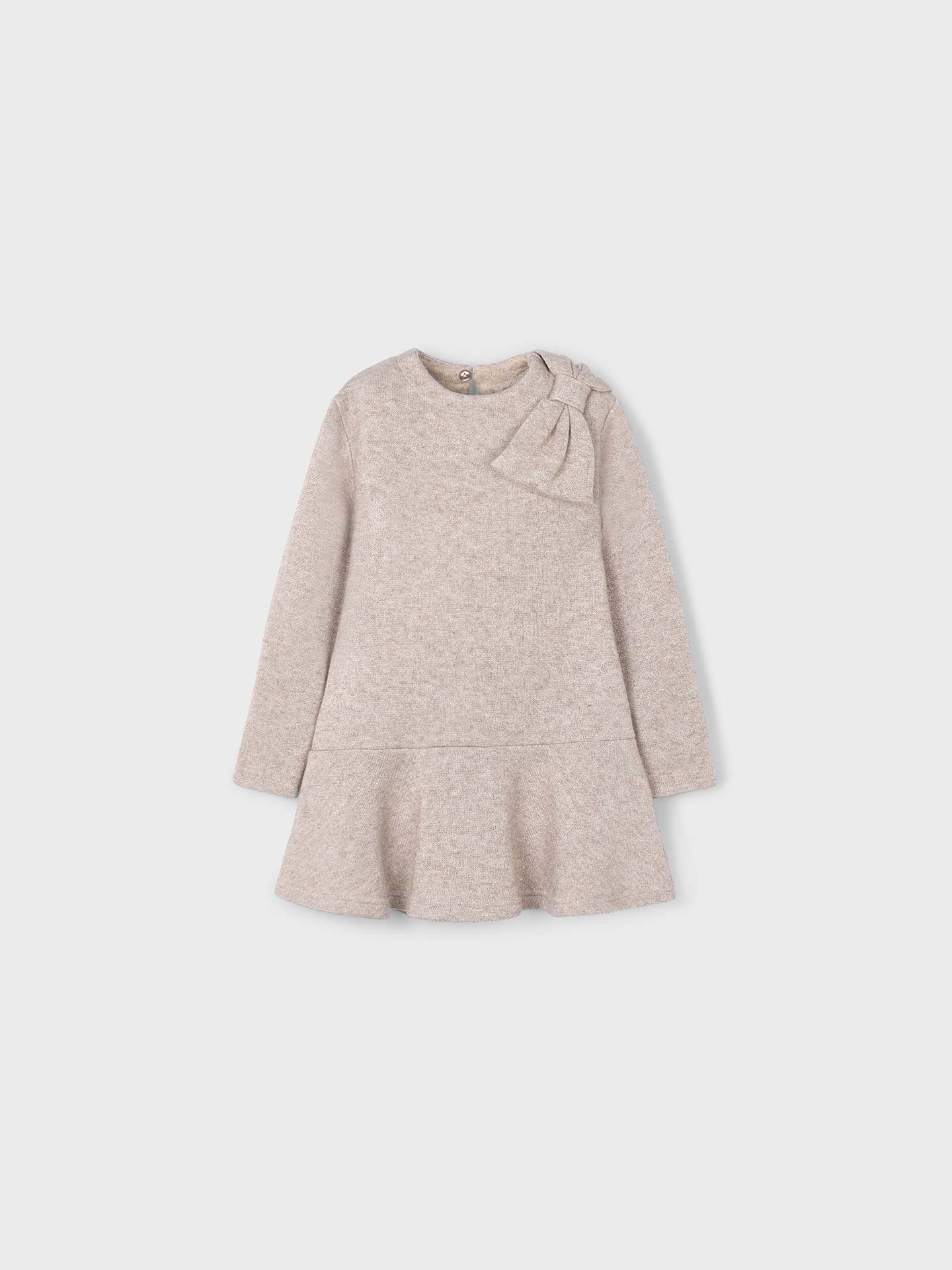 Vestido de Tricot com Folhos e Laço