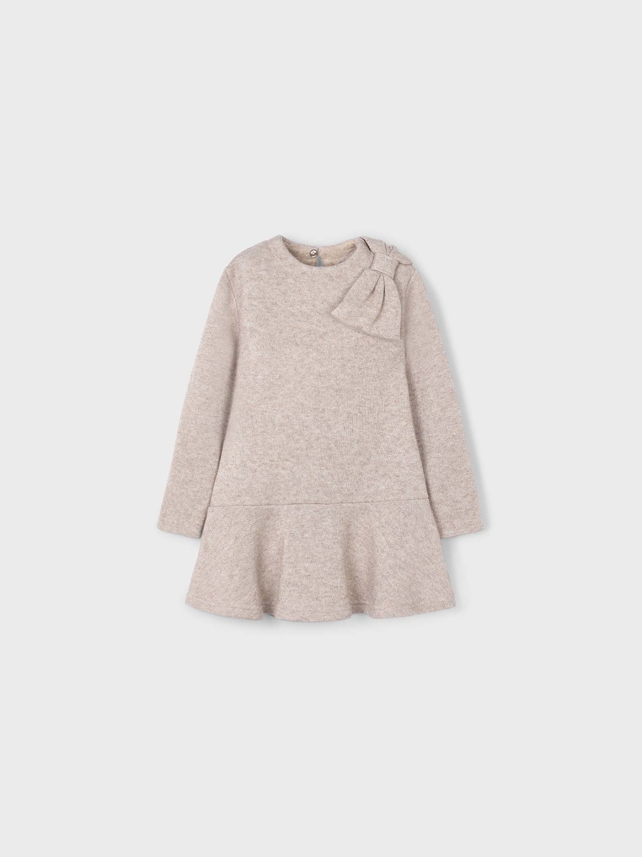 Vestido de Tricot com Folhos e Laço