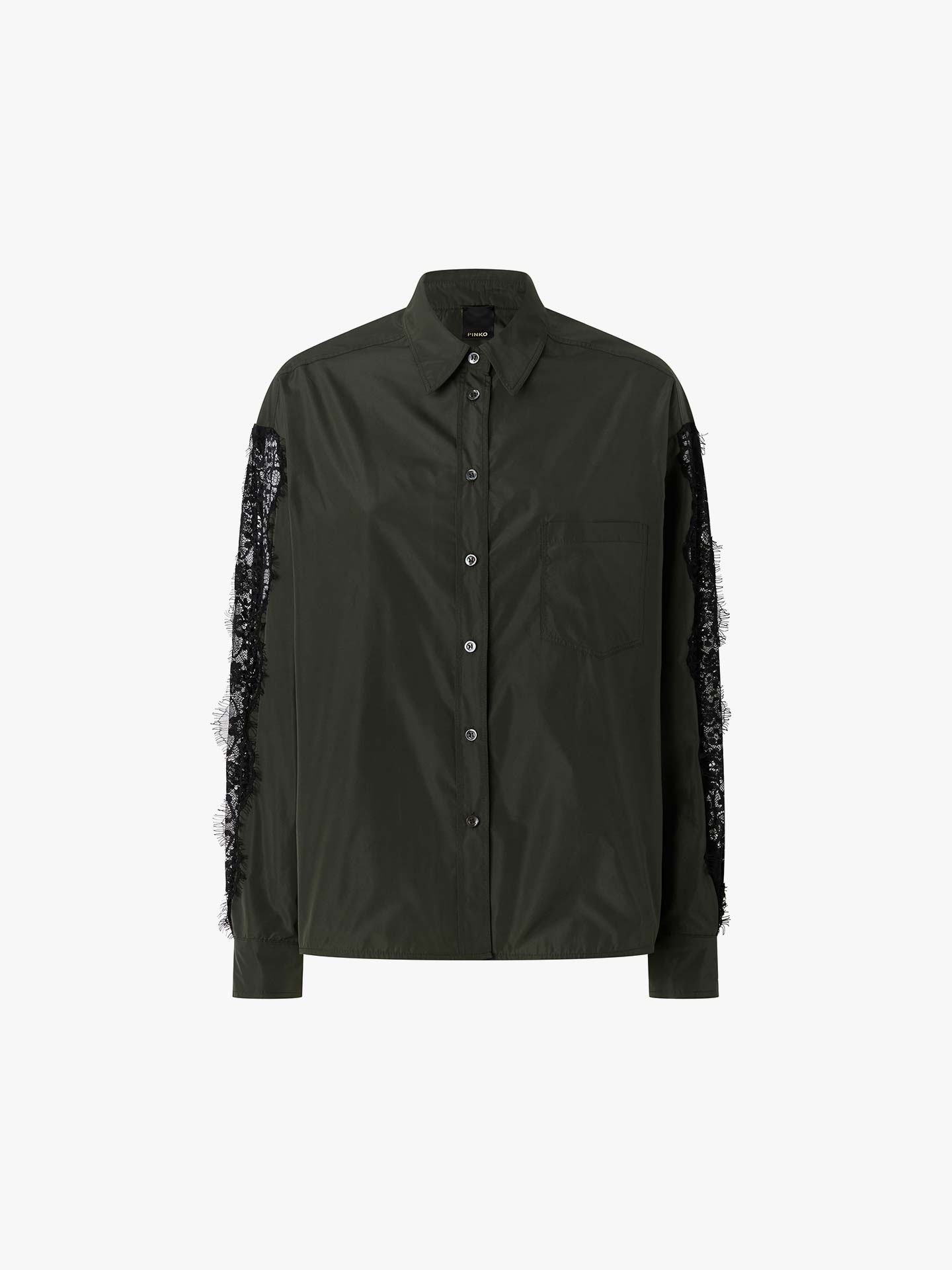 Camisa com Inserções de Renda nas Mangas