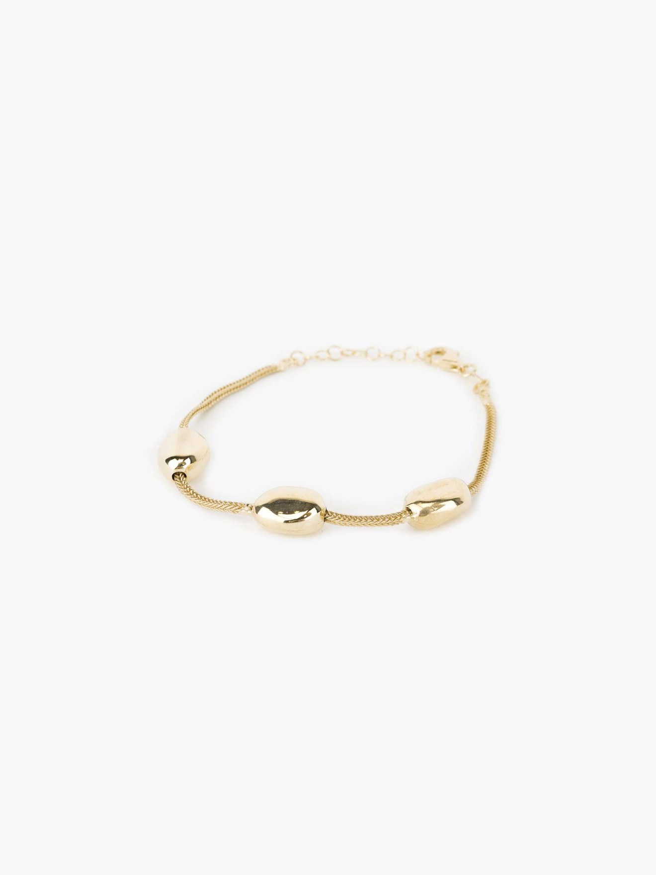 Pulseira em Prata de Trs Contas Ovaladas