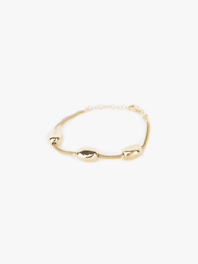 Pulseira em Prata de Trs Contas Ovaladas