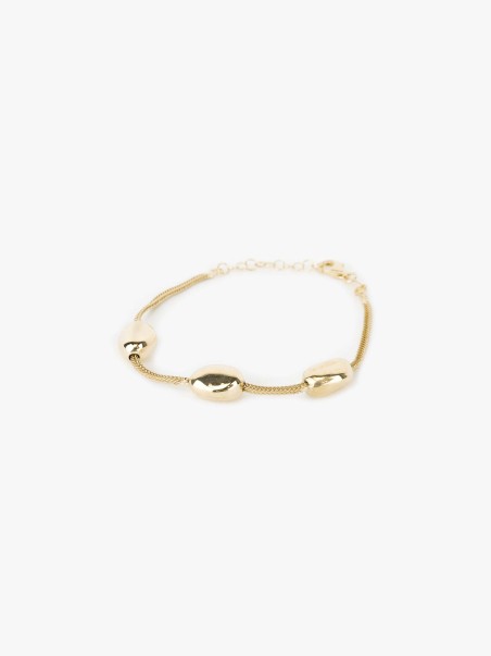 Pulseira em Prata de Trs Contas Ovaladas