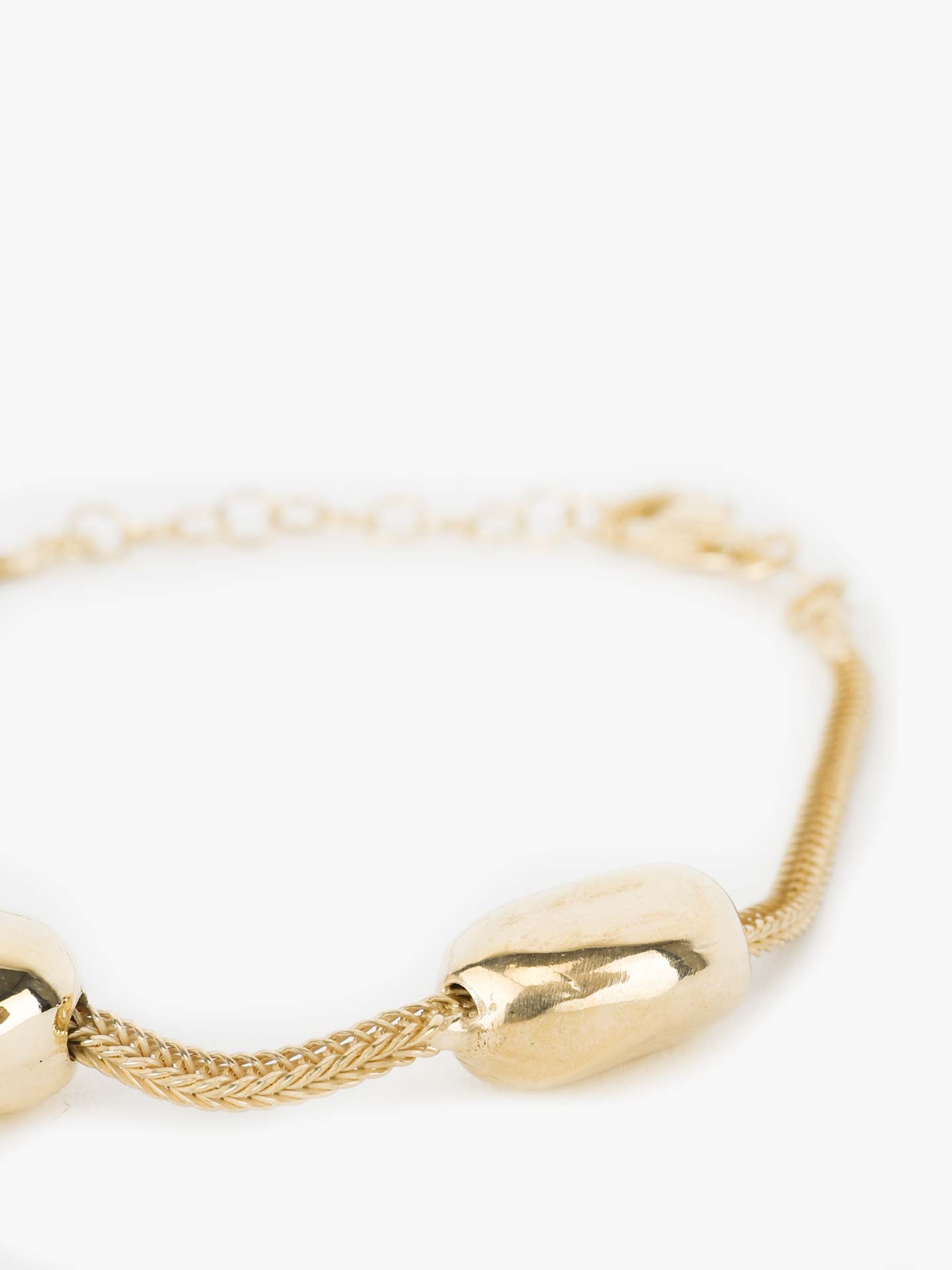 Pulseira em Prata de Três Contas Ovaladas