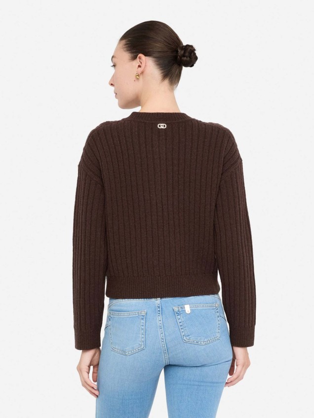 Casaco de Malha Curto em Lã