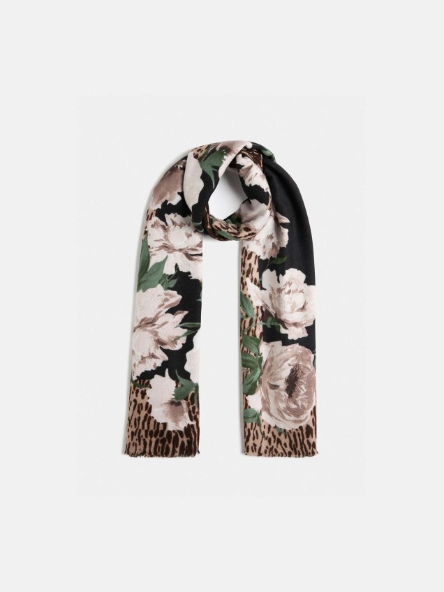 Écharpe Estampada Floral e Animal Print