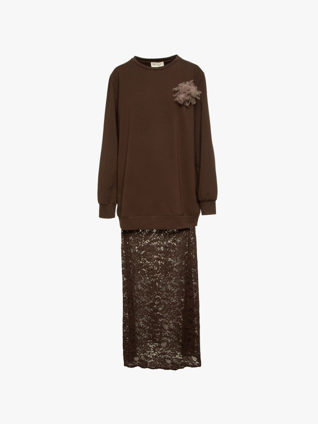 Vestido Comprido com Renda