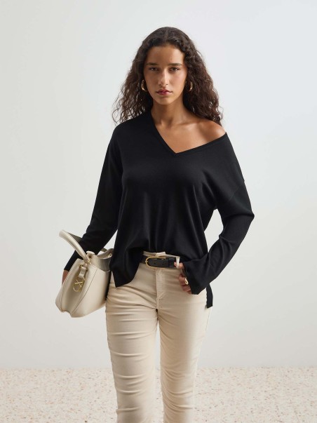 Camisola de Malha com Decote em V
