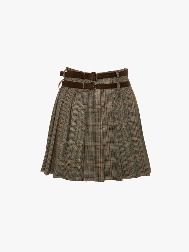Saia Curta com Pregas e Cinto