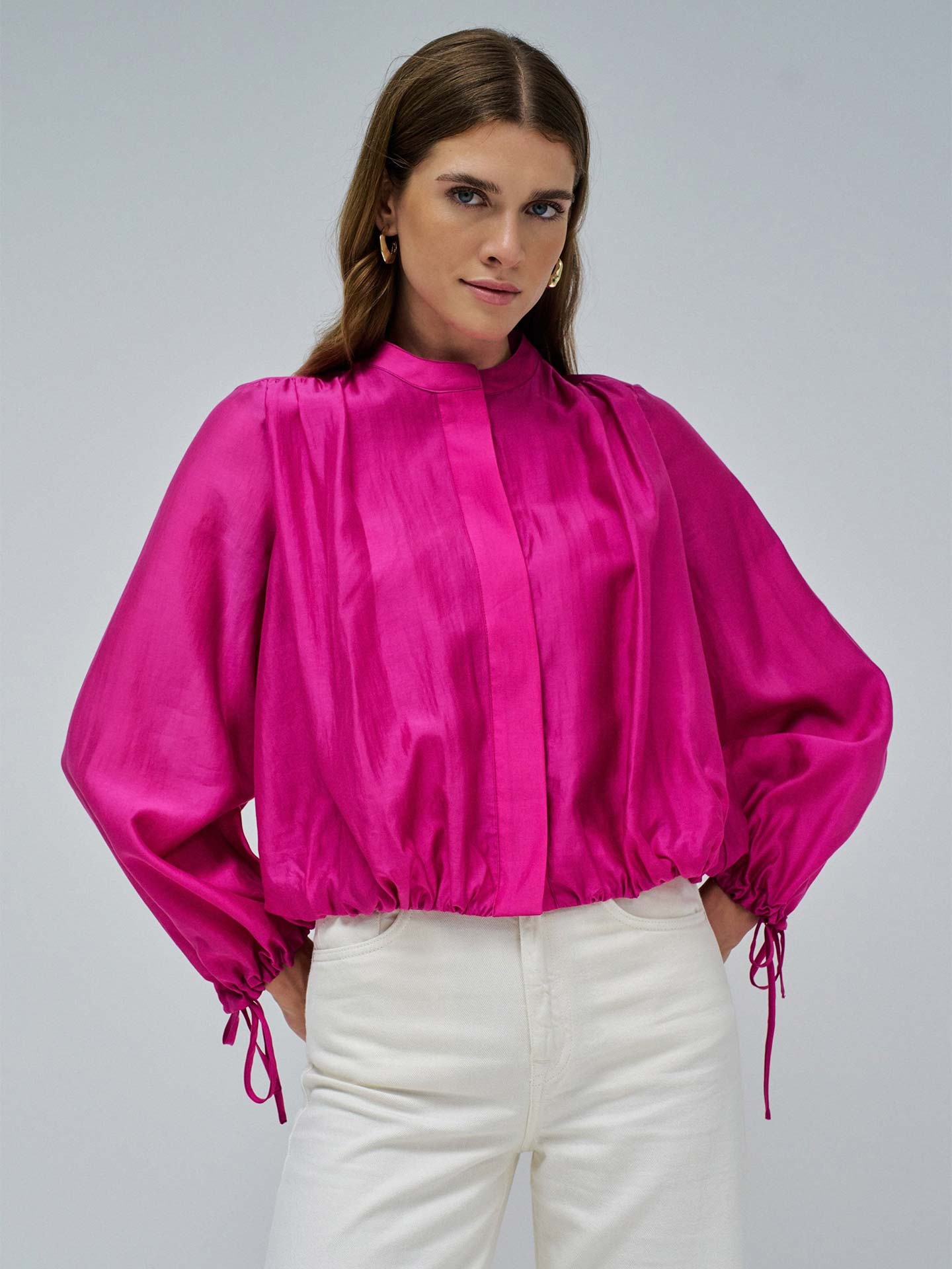 Blusa com Mangas Abalonadas