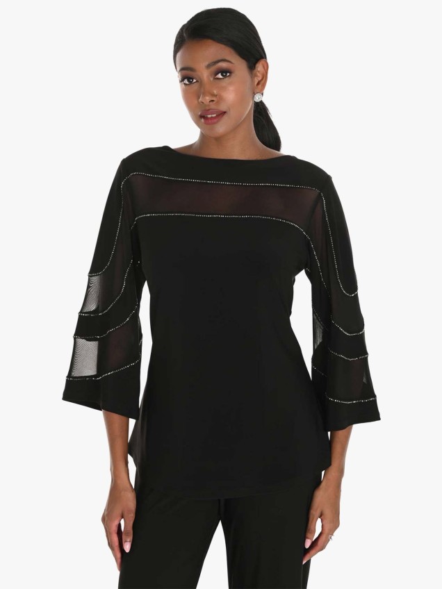 Blusa com Tule e Brilhantes