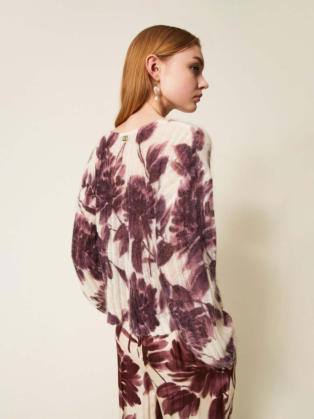 Camisola de Malha com Padrão Floral