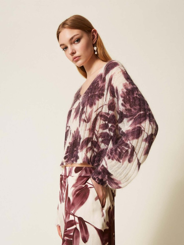 Camisola de Malha com Padrão Floral