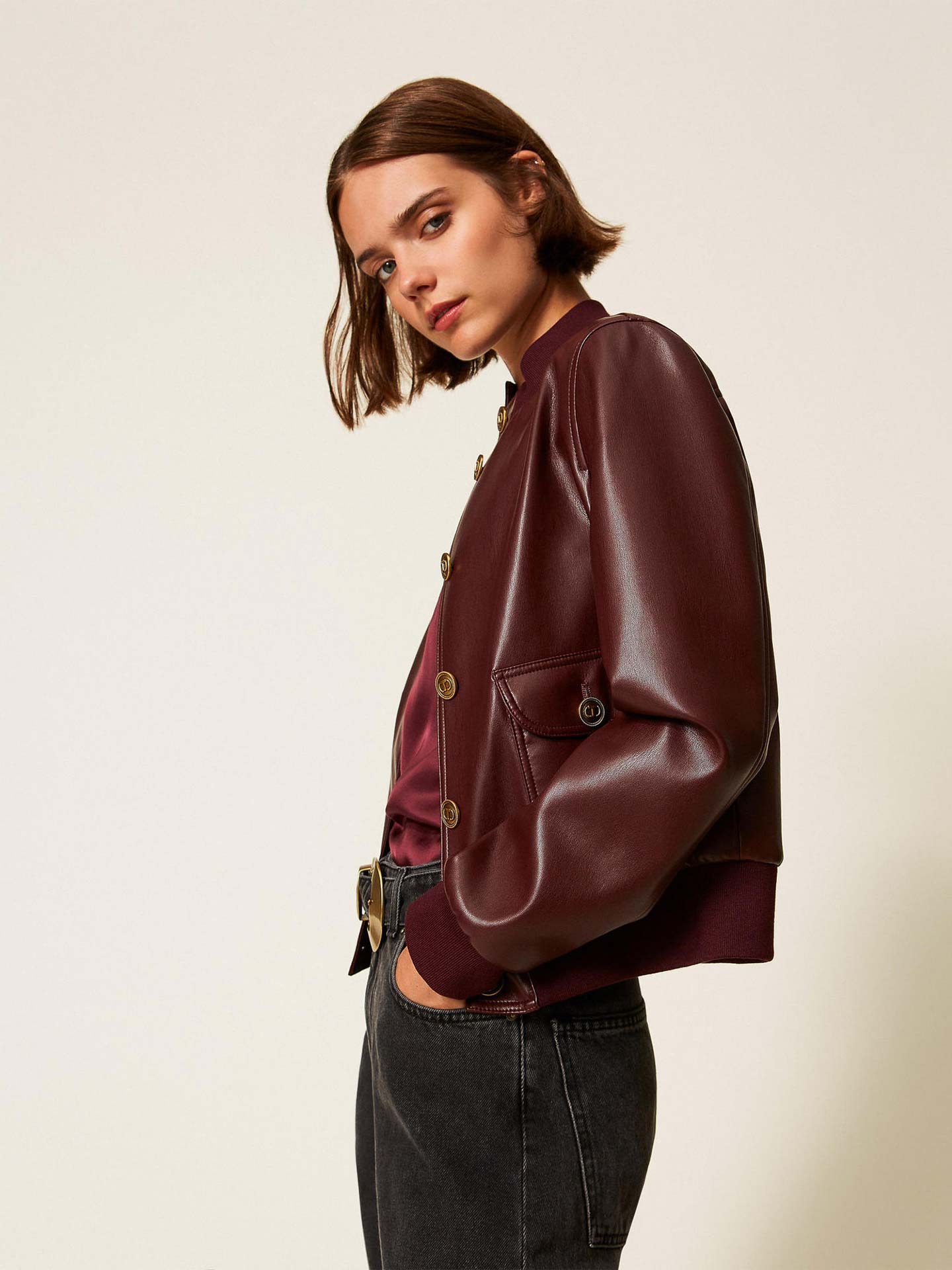 Casaco Bomber Efeito Pele