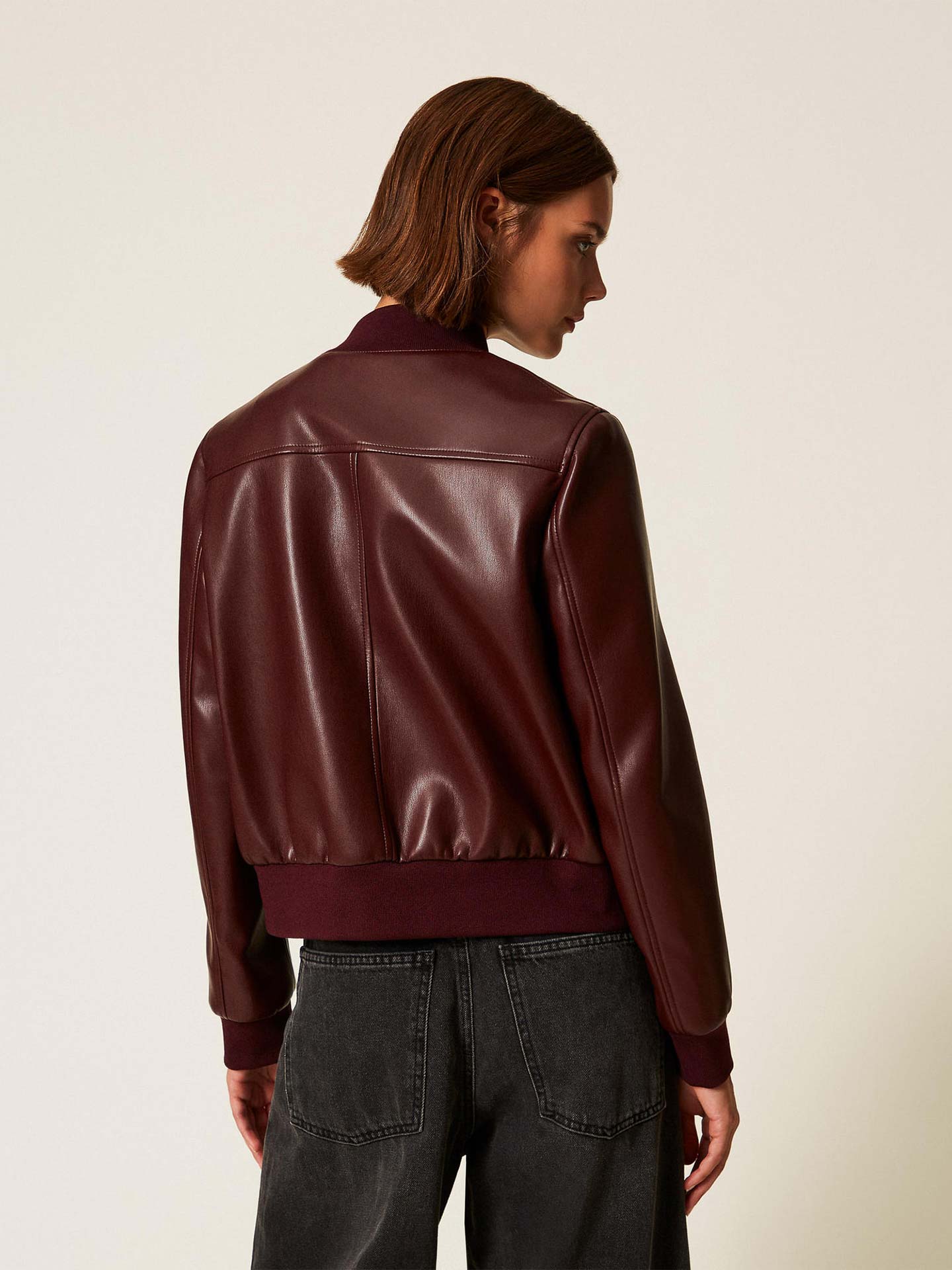 Casaco Bomber Efeito Pele