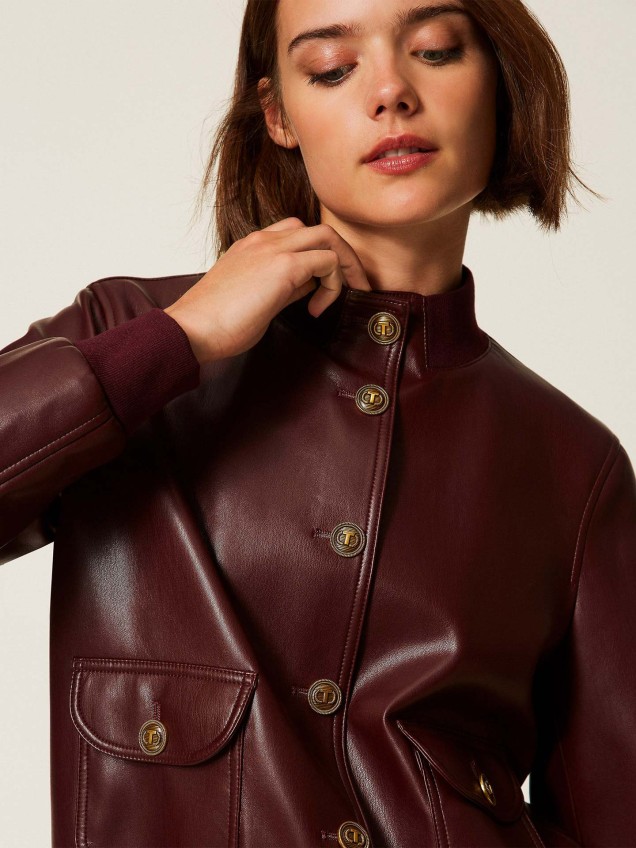 Casaco Bomber Efeito Pele