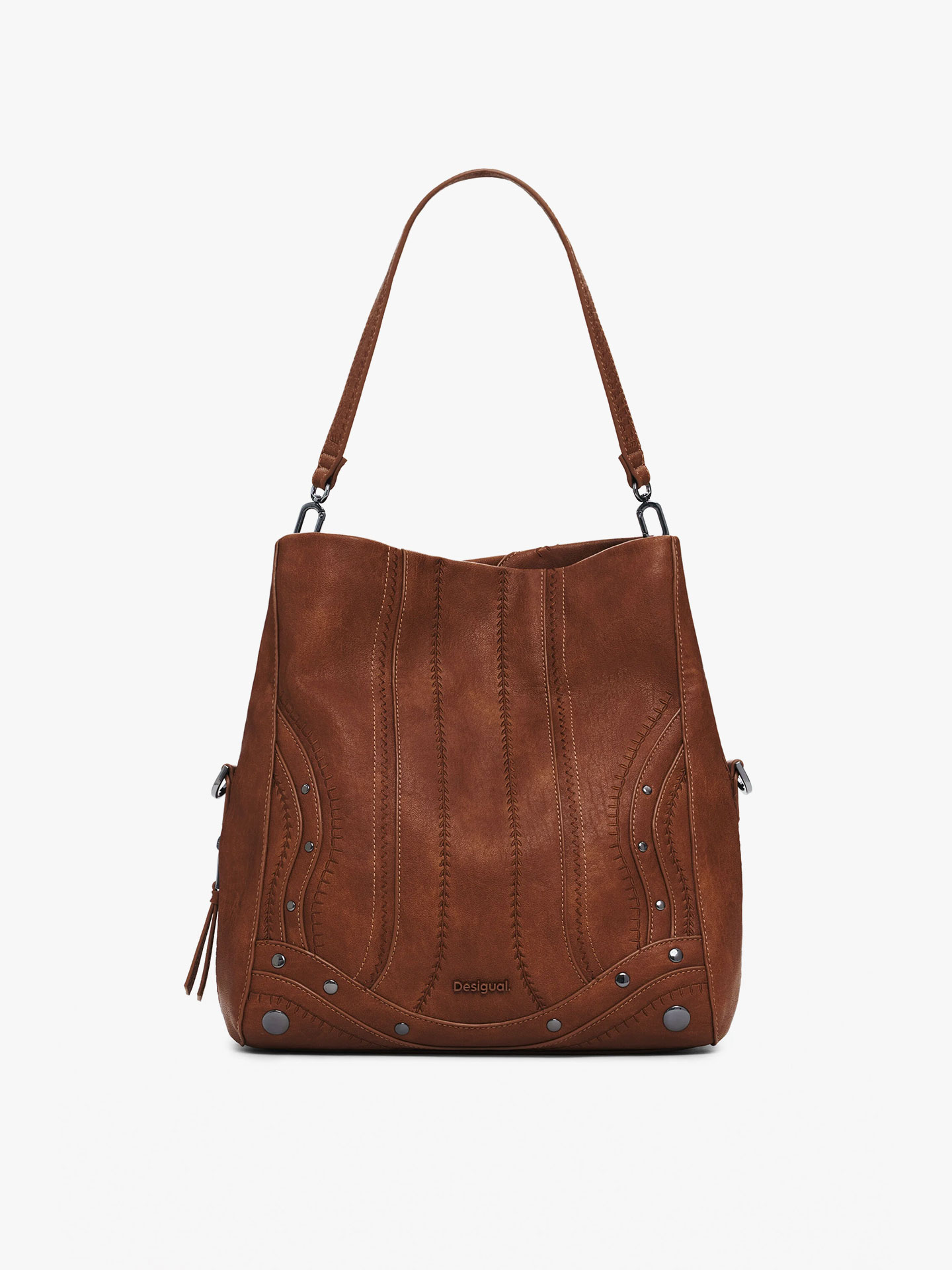 Mala de Ombro com Bordados e Tachas Metálicas