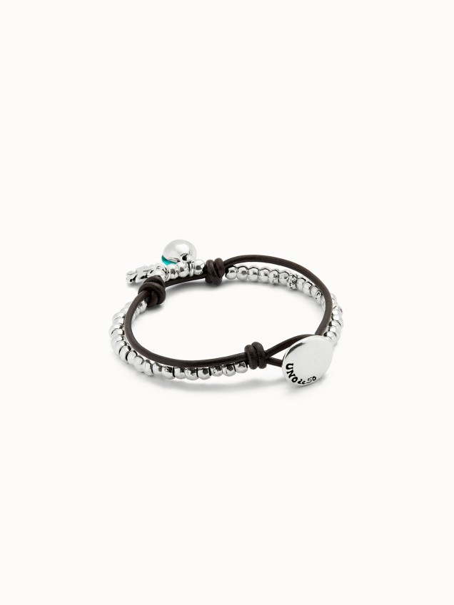 Pulseira em Couro com Trevo da Sorte