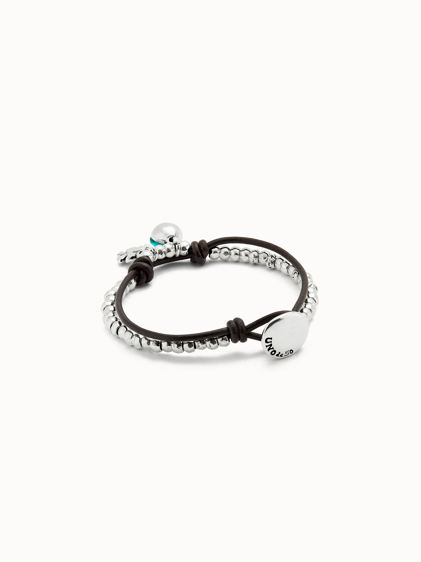 Pulseira em Couro com Trevo da Sorte