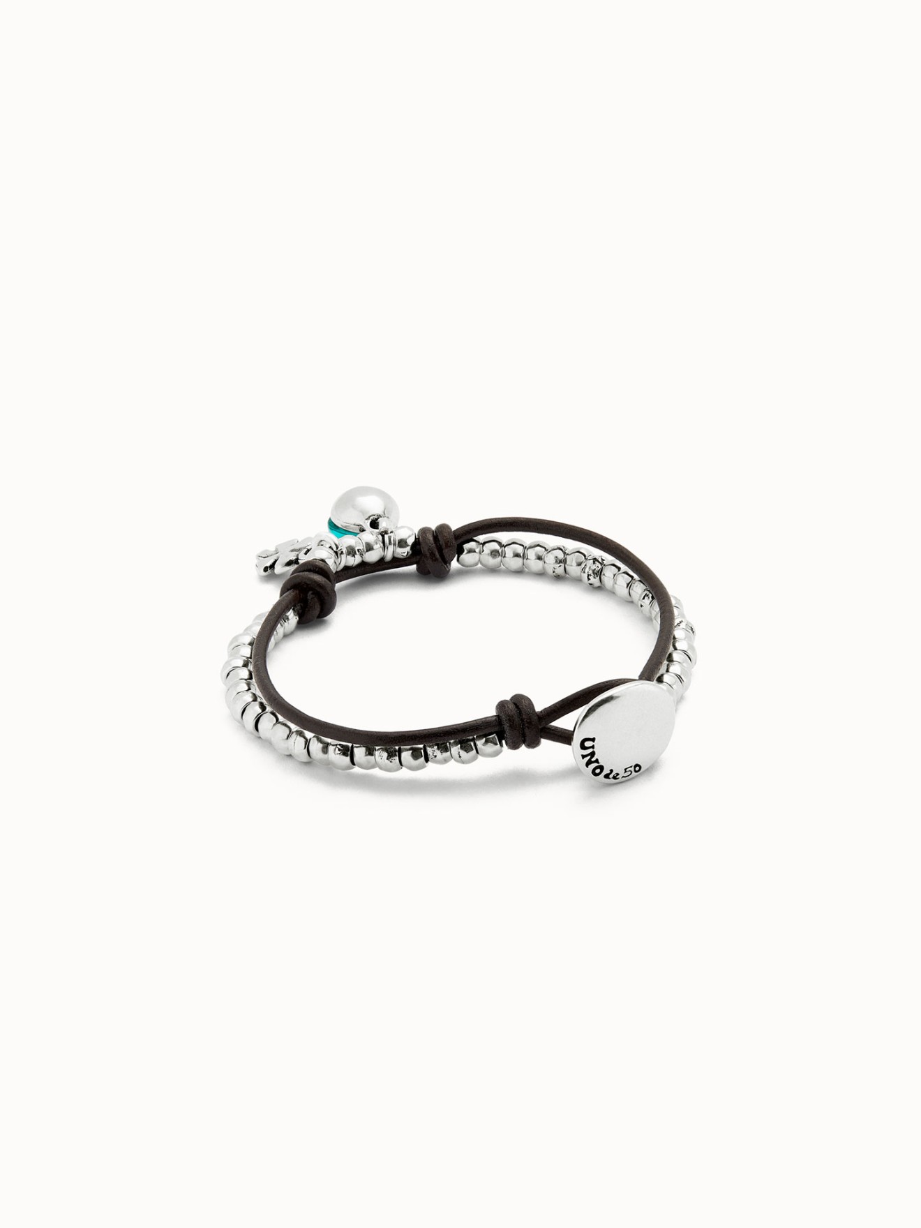 Pulseira em Couro com Trevo da Sorte