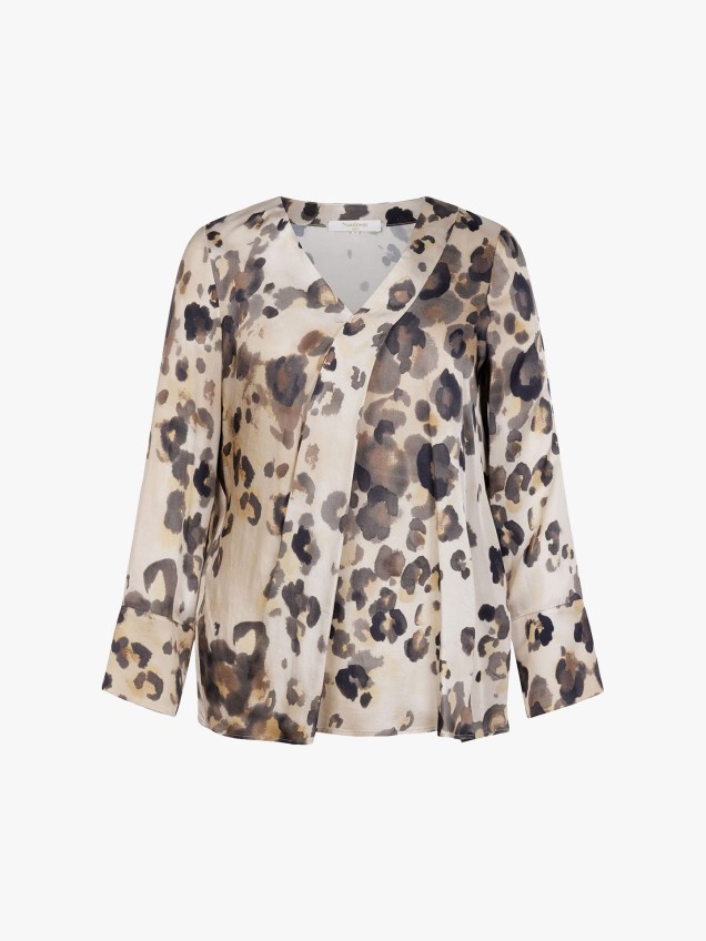 Blusa de Cetim com Estampado Animal