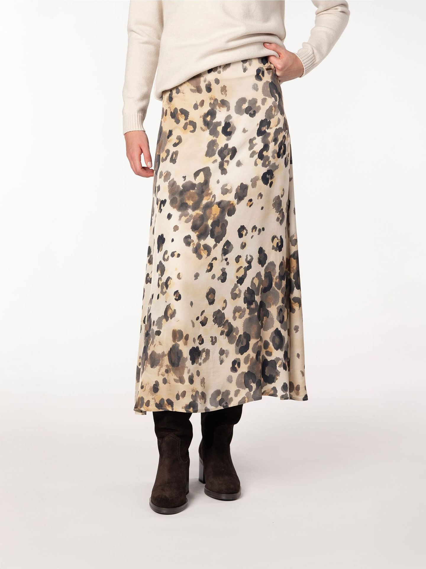 Saia Midi com Estampado Animal