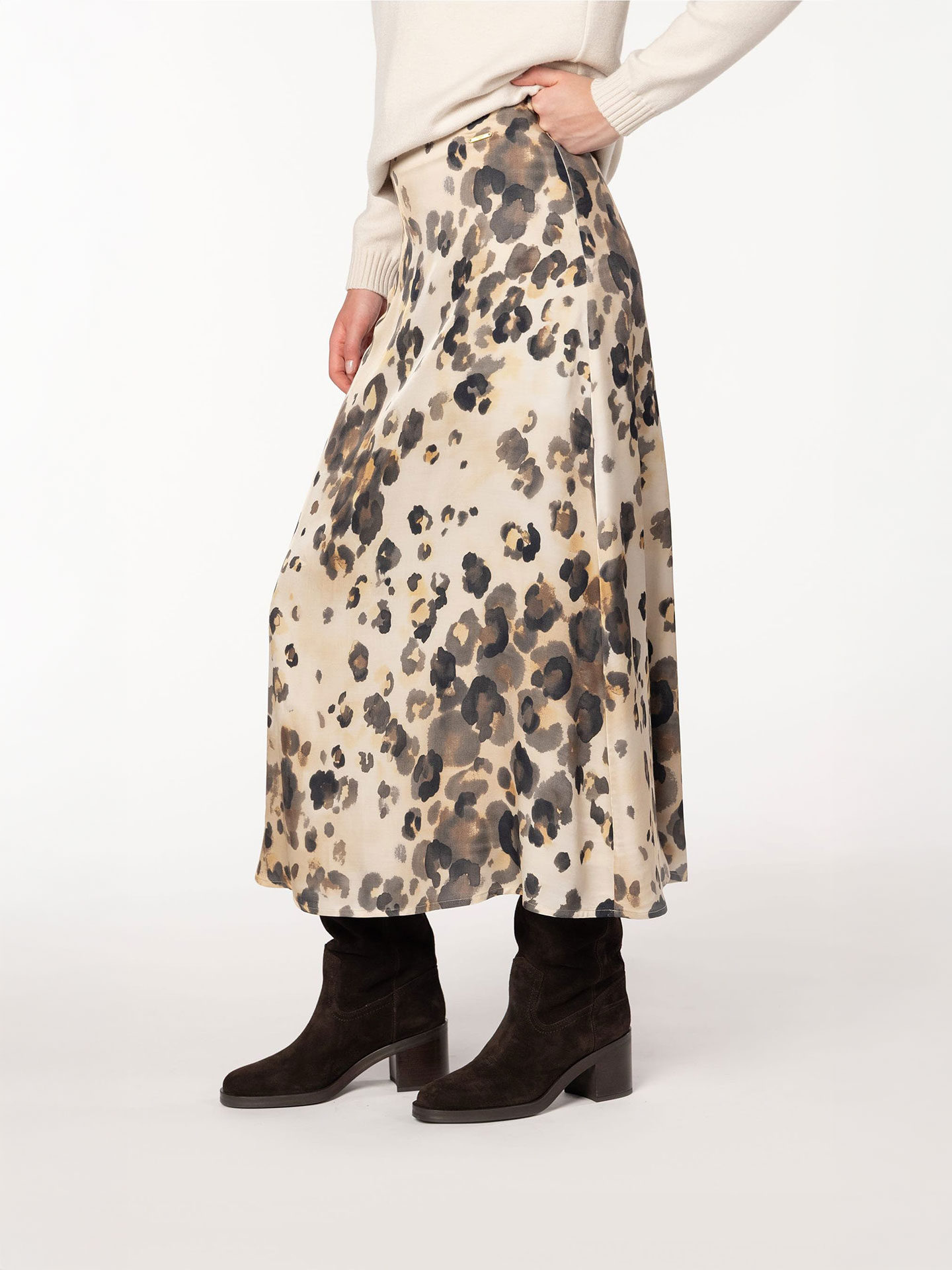 Saia Midi com Estampado Animal