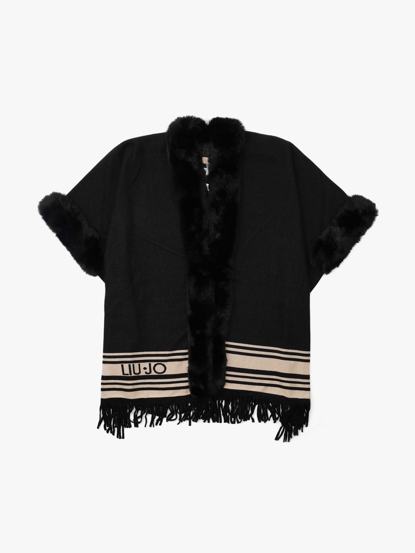 Poncho com Pelo e Franjas