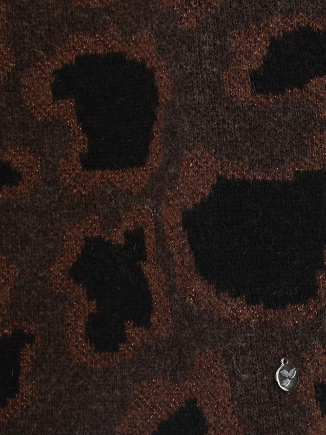 Casaco de Malha com Padrão Animal Print