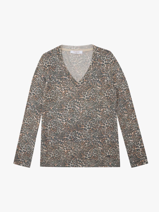 Camisola de Malha com Estampado Animal Print