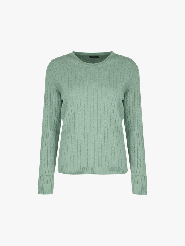 Camisola de Lã com Padrão Trançado