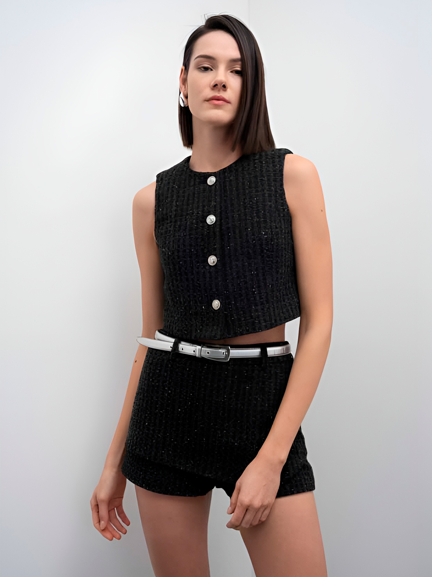 Colete Cropped Tweed