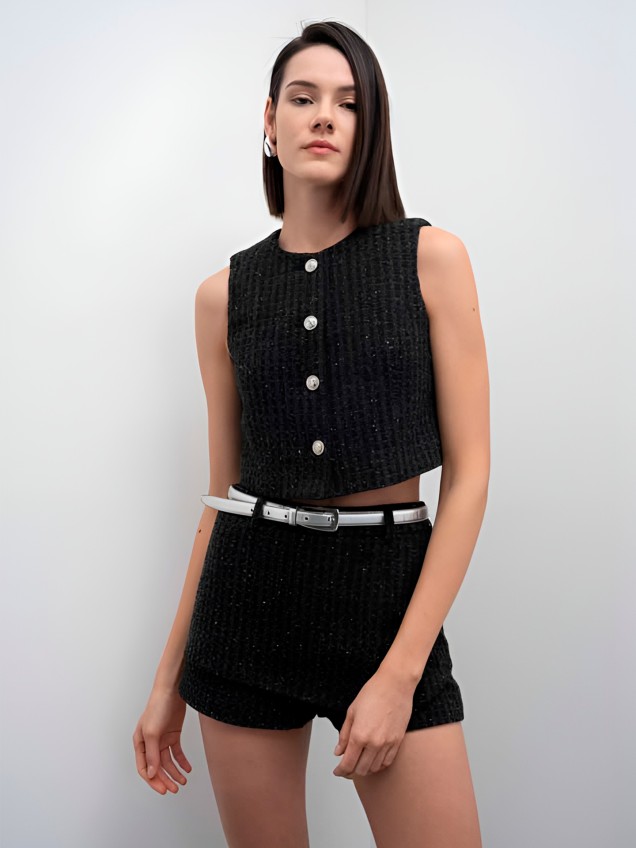 Colete Cropped Tweed
