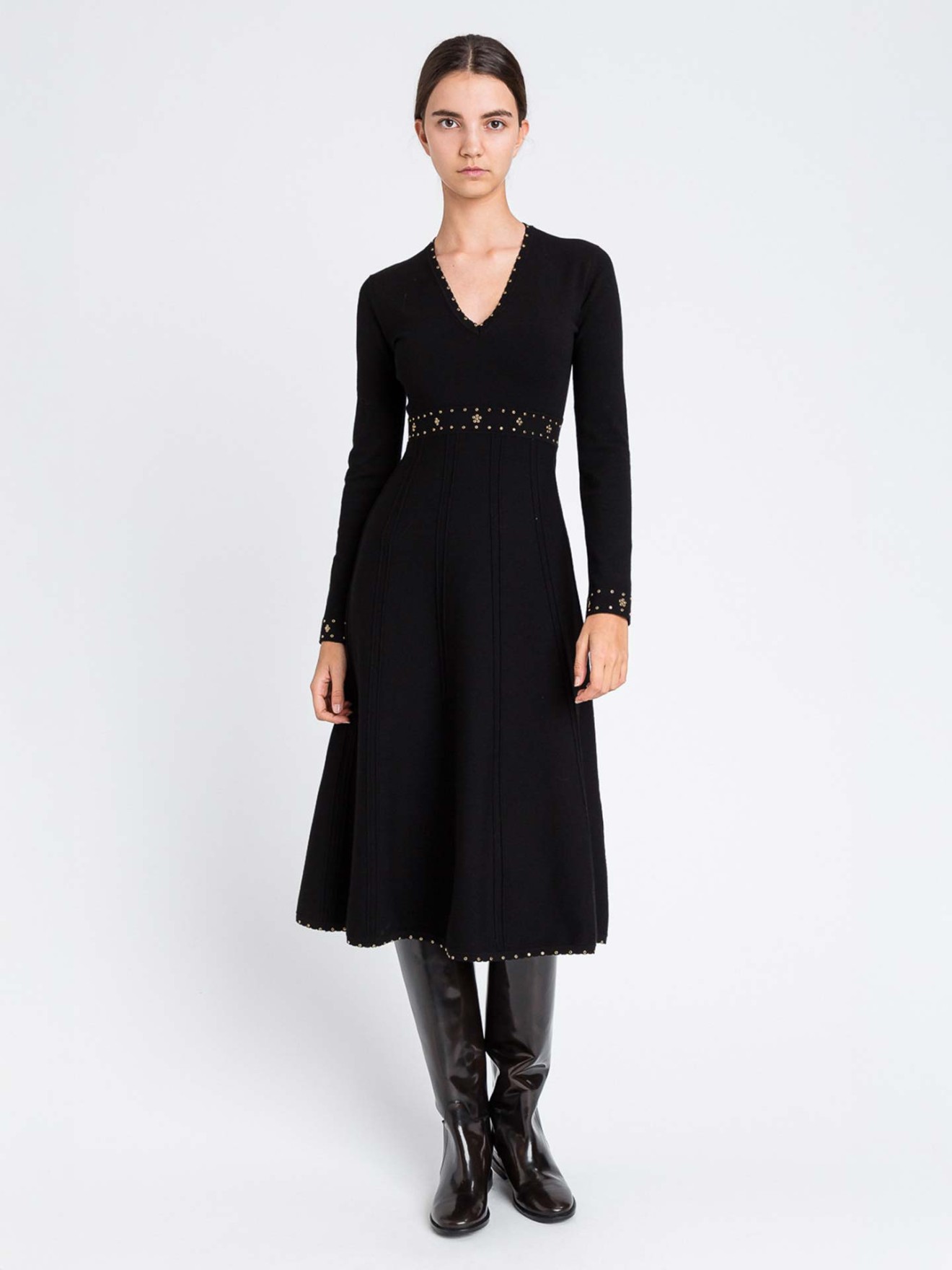 Vestido de Malha Midi com Strass